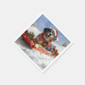 Bluetick Coonhound Hund in Sledge Weihnachten Serviette (Ecke)