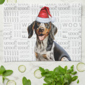 Bluetick Coonhound Hund in Weihnachtsmannmütze Woo Geschirrtuch (Gefaltet)