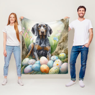 Bluetick Coonhound Hund mit Ostereiern Feiertag Fleecedecke