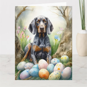 Bluetick Coonhound Hund mit Ostereiern Feiertag Karte