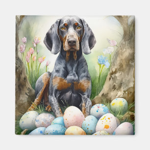 Bluetick Coonhound Hund mit Ostereiern Feiertag  Magnet