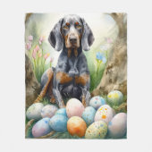 Bluetick Coonhound Hund mit Ostereiern Urlaub Fleecedecke (Vorderseite)