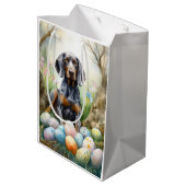 Bluetick Coonhound Hund mit Ostereiern Urlaub Mittlere Geschenktüte (Rückseite Schrägansicht)