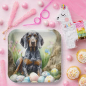 Bluetick Coonhound Hund mit Ostereiern Urlaub Pappteller (Party)