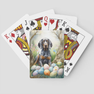 Bluetick Coonhound Hund mit Ostereiern Urlaub Spielkarten
