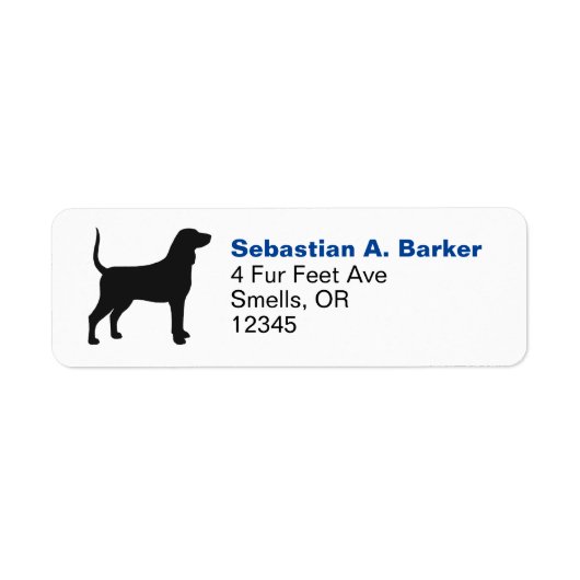 Bluetick Coonhound Hund Silhouette Rücksendeadress (Vorne)