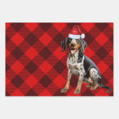 Bluetick Coonhound Hund Urlaub Kariert Weihnachten Geschenkpapier Set (Vorderseite)