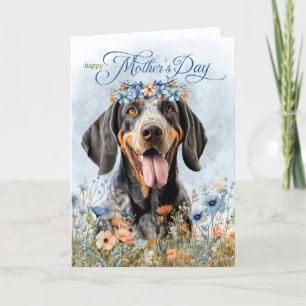 Bluetick Coonhound Hund Wildblumen Muttertag Feiertagskarte