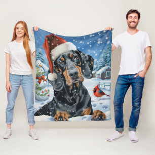 Bluetick Coonhound Hund Winter Wonderland Weihnach Fleecedecke