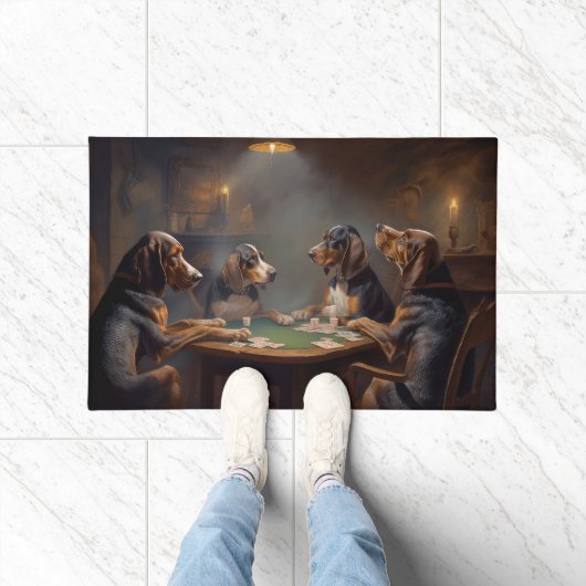 Bluetick Coonhound Hunde Poker spielen Art Fußmatte (Indoor)