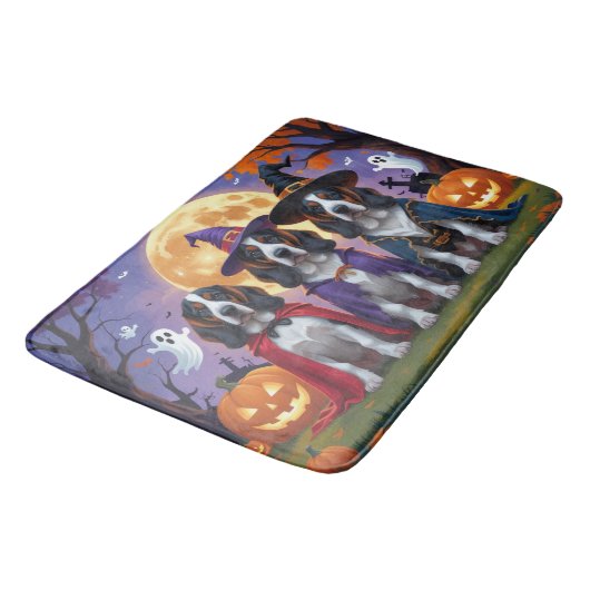 Bluetick Coonhound Hunde Pumpkin Halloween Funny Badematte (Schrägansicht)