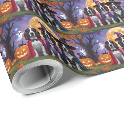 Bluetick Coonhound Hunde Pumpkin Halloween Funny Geschenkpapier (Rolleneckpunkt)