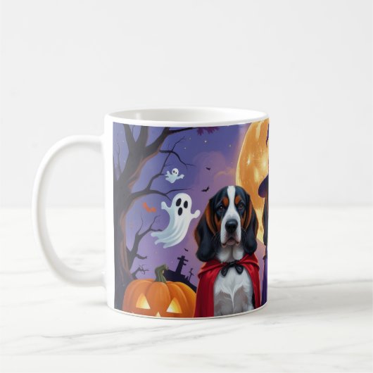 Bluetick Coonhound Hunde Pumpkin Halloween Funny Kaffeetasse (Links)