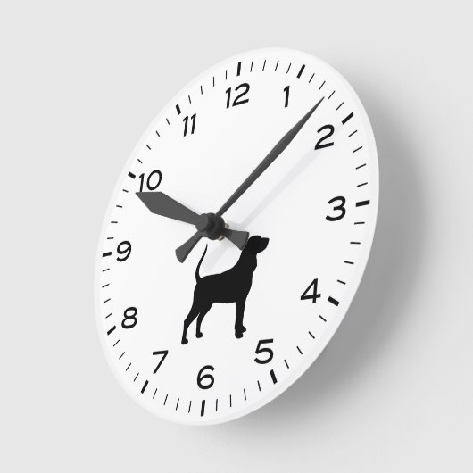 Bluetick Coonhound Hunde Silhouette Runde Wanduhr (Winkel)
