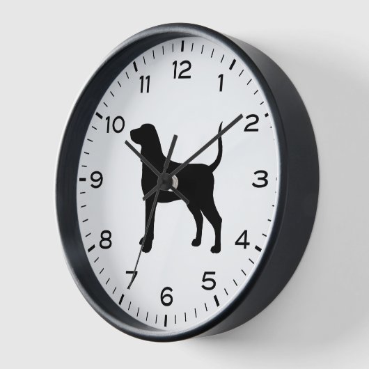 Bluetick Coonhound Hunde Silhouette Uhr (Winkel)