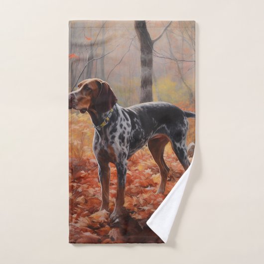Bluetick Coonhound im Herbst Leaves Fall Inspirier Badhandtuch Set (Handtuch)