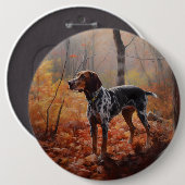 Bluetick Coonhound im Herbst Leaves Fall Inspirier Button (Vorne & Hinten)