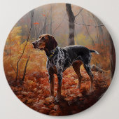 Bluetick Coonhound im Herbst Leaves Fall Inspirier Button (Vorderseite)