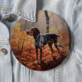 Bluetick Coonhound im Herbst Leaves Fall Inspirier Button (Beispiel)