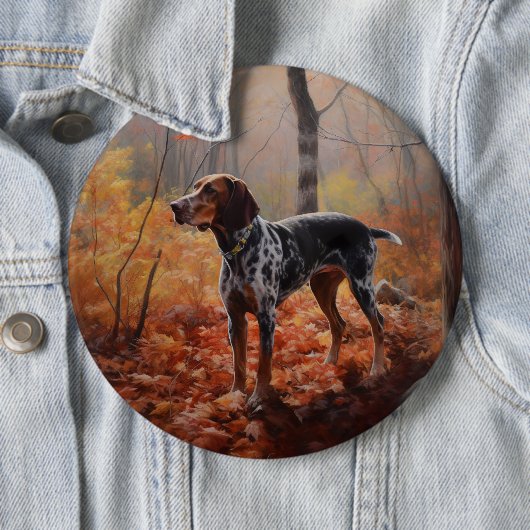 Bluetick Coonhound im Herbst Leaves Fall Inspirier Button (Beispiel)