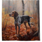 Bluetick Coonhound im Herbst Leaves Fall Inspirier Duschvorhang (Vorderseite)