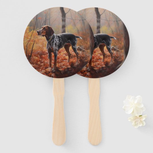 Bluetick Coonhound im Herbst Leaves Fall Inspirier Fächer (Vorne und Hinten)