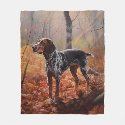 Bluetick Coonhound im Herbst Leaves Fall Inspirier Fleecedecke (Vorderseite)