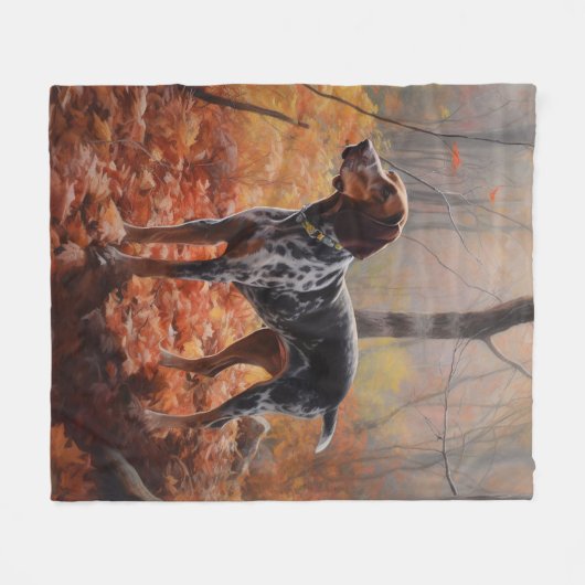 Bluetick Coonhound im Herbst Leaves Fall Inspirier Fleecedecke (Vorderseite (Horizontal))