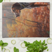 Bluetick Coonhound im Herbst Leaves Fall Inspirier Geschirrtuch (Gefaltet)