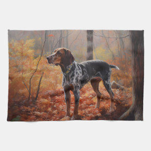 Bluetick Coonhound im Herbst Leaves Fall Inspirier Geschirrtuch
