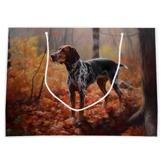 Bluetick Coonhound im Herbst Leaves Fall Inspirier Große Geschenktüte (Vorderseite)