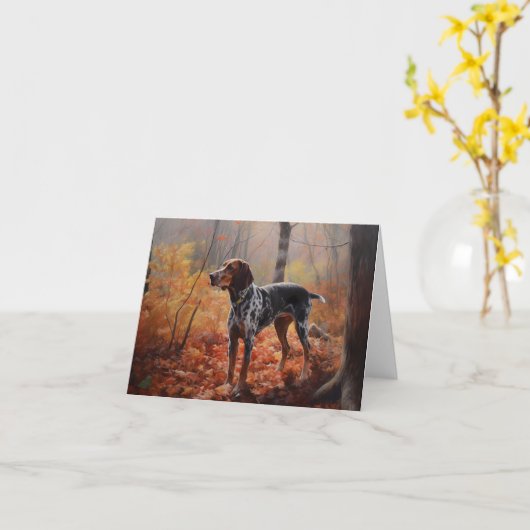 Bluetick Coonhound im Herbst Leaves Fall Inspirier Karte (Gelbe Blume)