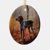 Bluetick Coonhound im Herbst Leaves Fall Inspirier Keramik Ornament (Rechts)