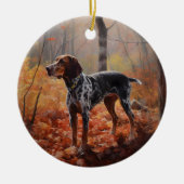 Bluetick Coonhound im Herbst Leaves Fall Inspirier Keramik Ornament (Vorne)