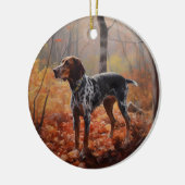Bluetick Coonhound im Herbst Leaves Fall Inspirier Keramik Ornament (Links)