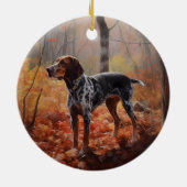 Bluetick Coonhound im Herbst Leaves Fall Inspirier Keramik Ornament (Hinten)