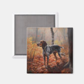 Bluetick Coonhound im Herbst Leaves Fall Inspirier Magnet (Vorderseite/Rückseite)