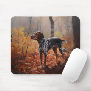 Bluetick Coonhound im Herbst Leaves Fall Inspirier Mousepad