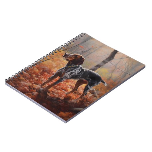 Bluetick Coonhound im Herbst Leaves Fall Inspirier Notizblock (Linke Seite)