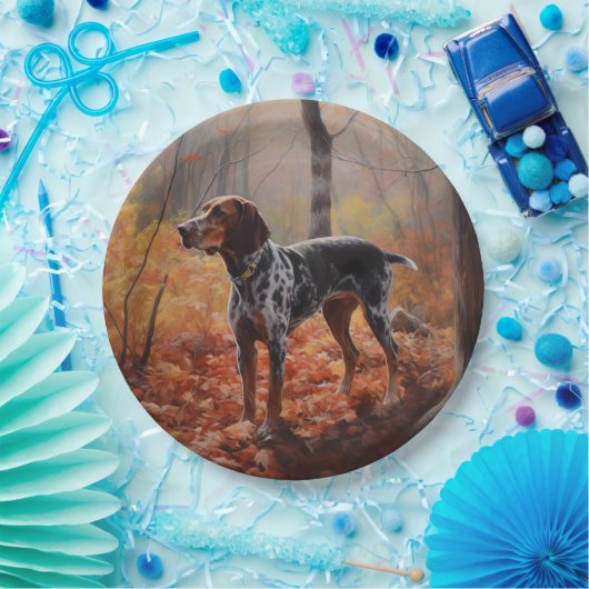 Bluetick Coonhound im Herbst Leaves Fall Inspirier Pappteller (Party)