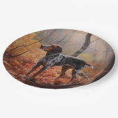 Bluetick Coonhound im Herbst Leaves Fall Inspirier Pappteller (Schrägansicht)