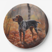 Bluetick Coonhound im Herbst Leaves Fall Inspirier Pappteller (Vorderseite)