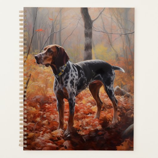 Bluetick Coonhound im Herbst Leaves Fall Inspirier Planer (Vorderseite)