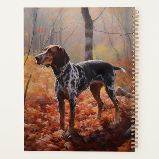 Bluetick Coonhound im Herbst Leaves Fall Inspirier Planer (Rückseite)