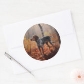 Bluetick Coonhound im Herbst Leaves Fall Inspirier Runder Aufkleber (Umschlag)