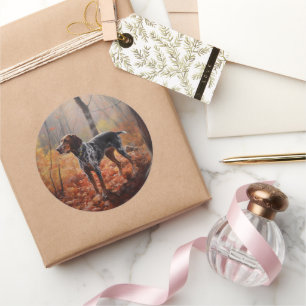 Bluetick Coonhound im Herbst Leaves Fall Inspirier Runder Aufkleber