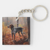 Bluetick Coonhound im Herbst Leaves Fall Inspirier Schlüsselanhänger (Rückseite)