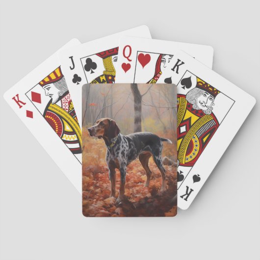 Bluetick Coonhound im Herbst Leaves Fall Inspirier Spielkarten (Rückseite)