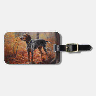 Bluetick Coonhound im Herbstlaubfall inspiriert Gepäckanhänger