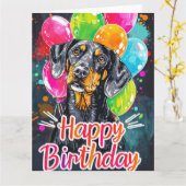 Bluetick Coonhound mit Balloons Karte (Gelbe Blume)